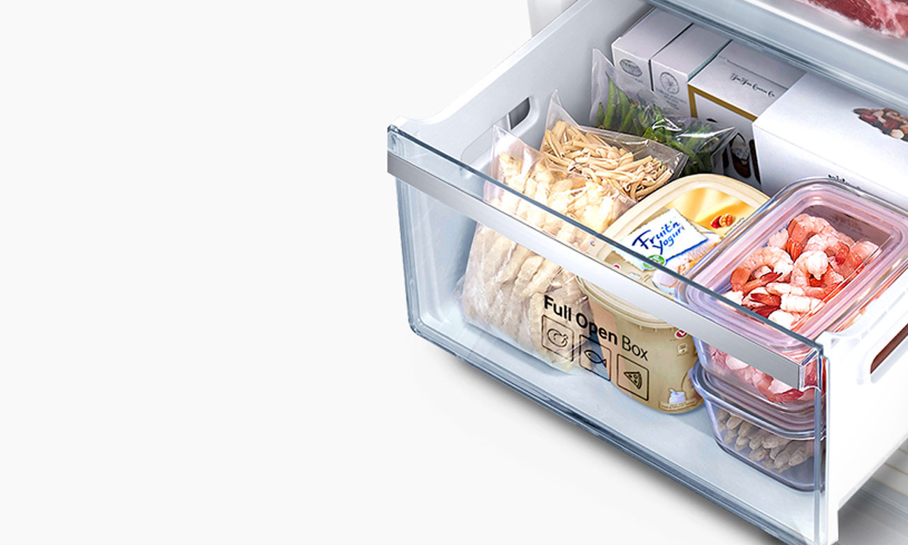 Szuflada z pełnym wysuwem Full Open Box w lodówce Samsung RB37J5315SS