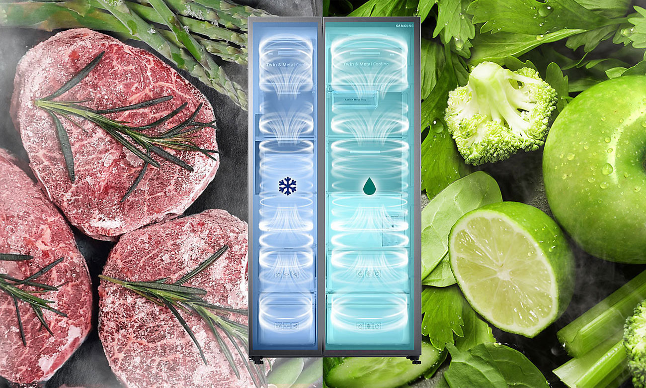 Najwyższa jakość przechowywanej żywności, dzięki Twin Cooling w lodówce Samsung RS7527THCSP