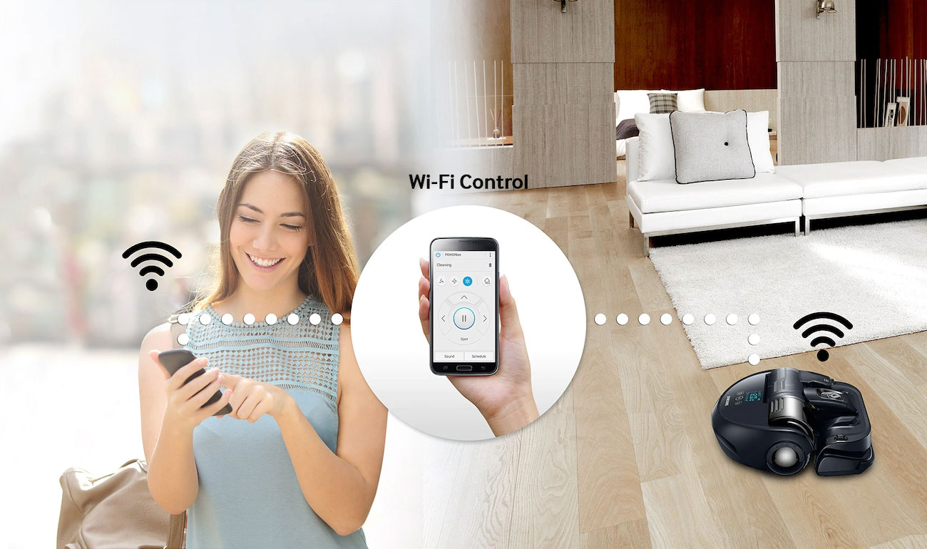 Sterowanie odkurzaczem Samsung VR20K9350WK za pomocą telefonu