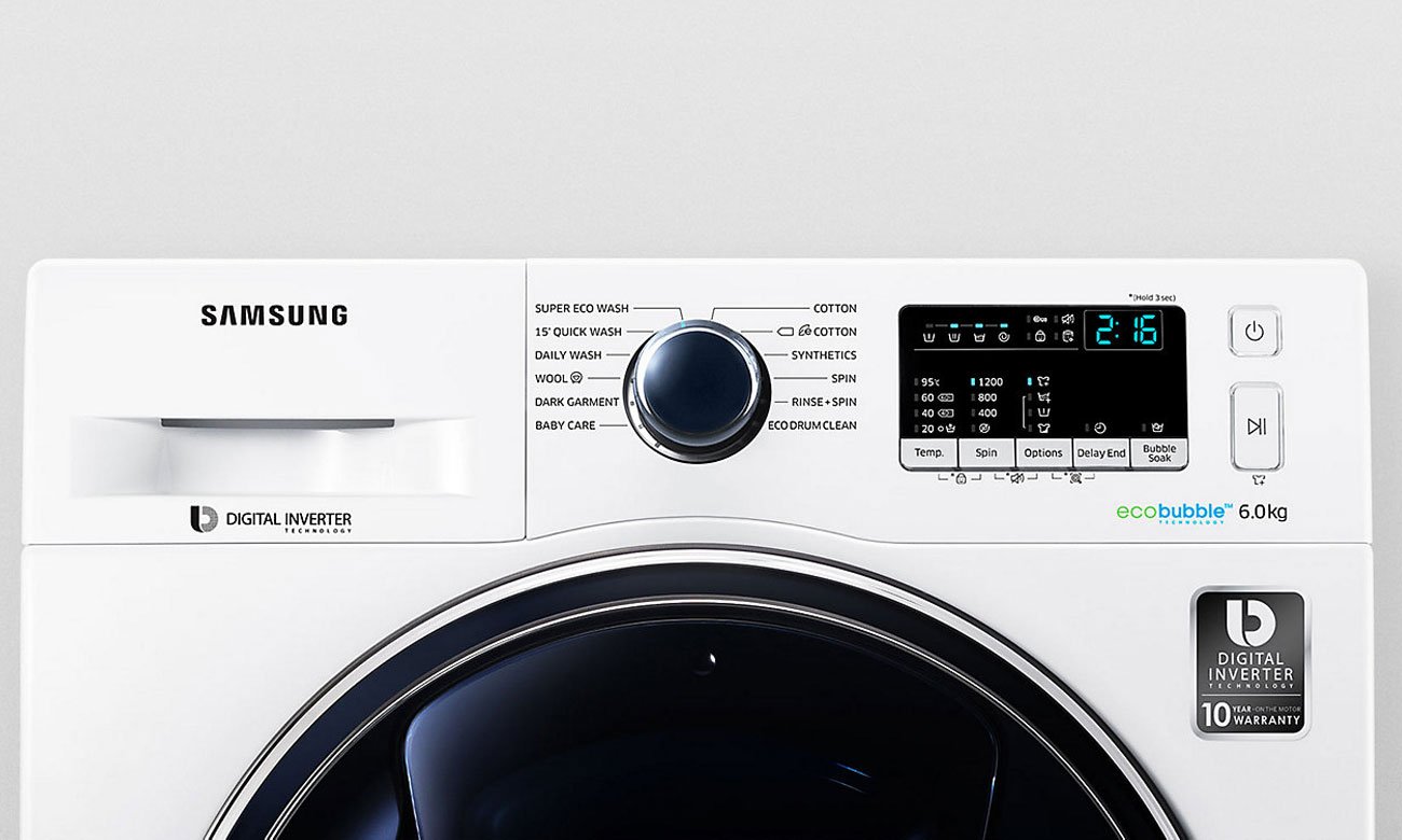 Wydajny silnik Digital Inverter w pralce Samsung WW60K42138W