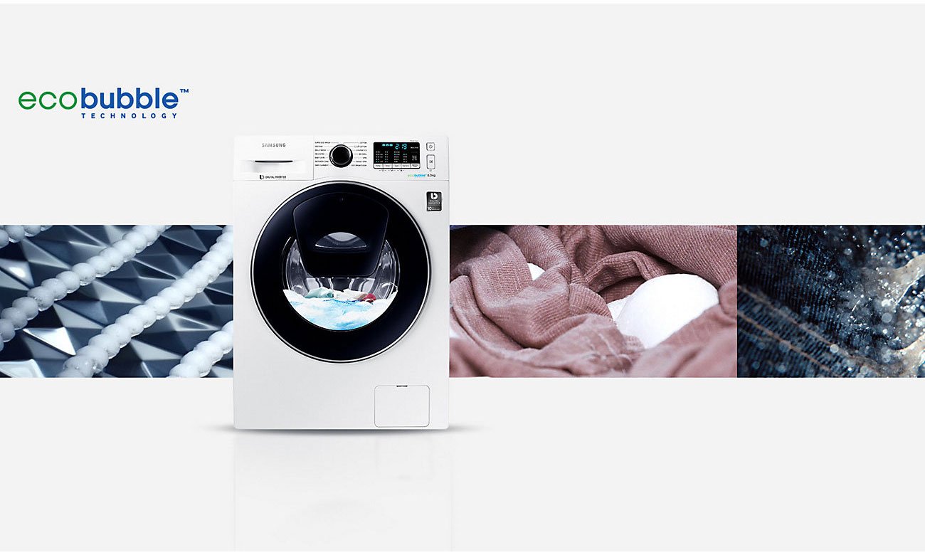 Skuteczność piany, dzięki technologii Eco Bubble w pralce Samsung WW70K5210XW