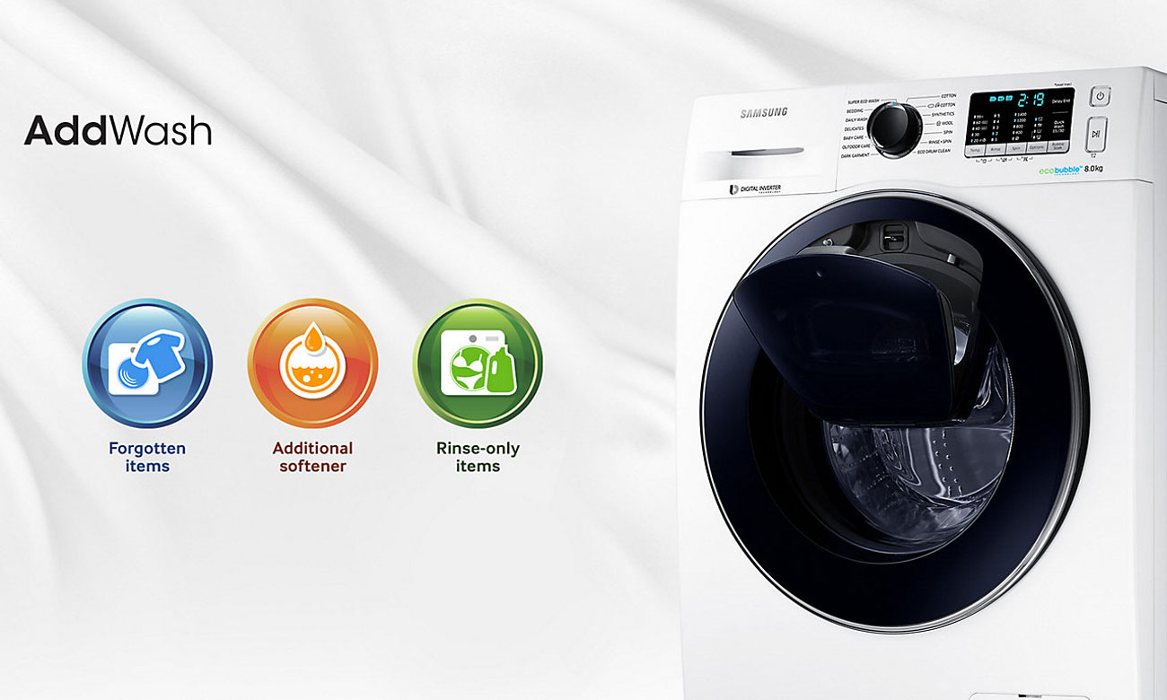 Dodaj ubrania w trakcie prania poprzez drzwi AddWash w pralce Samsung WW70K5210XW