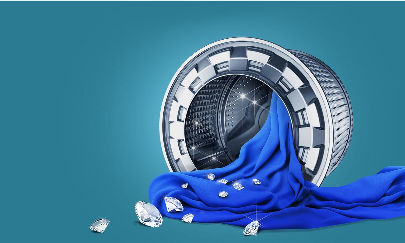 Opływowy kształt bębna Diamond w pralce Samsung WW90J5346MW