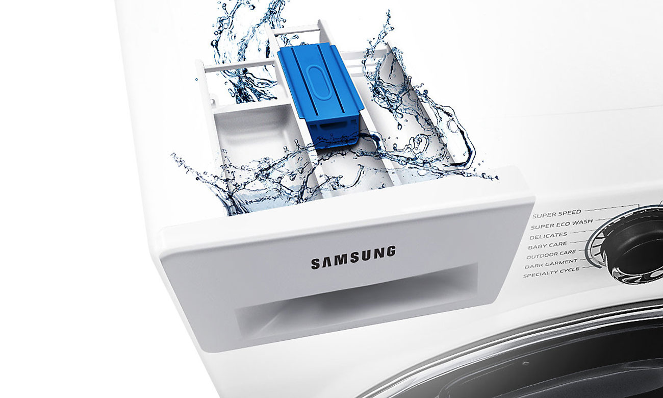 System przepłukiwania detergentu StayClean w pralce Samsung WW90J5346MW