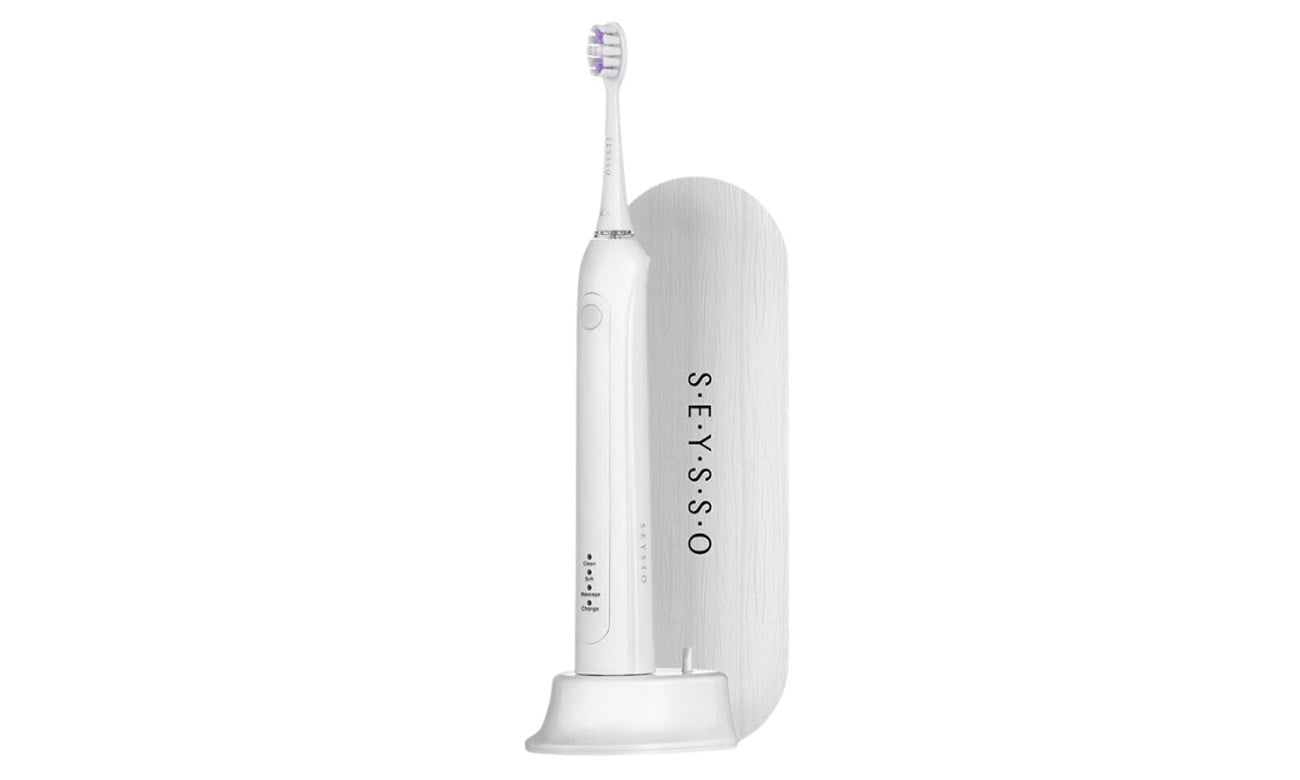 Szczoteczka soniczna Seysso Carbon Basic White + etui + końcówka