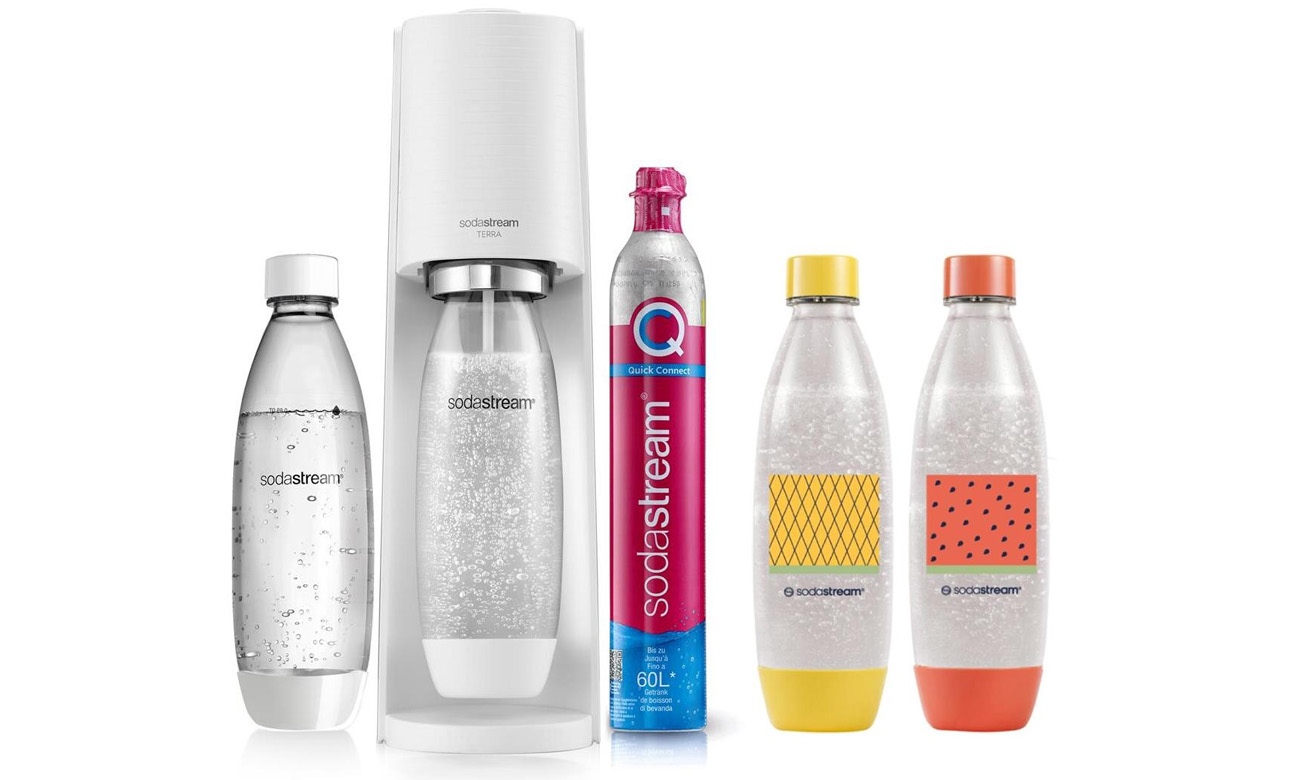 SodaStream TERRA WHITE + butelki 1 L x2 Water Pomelo