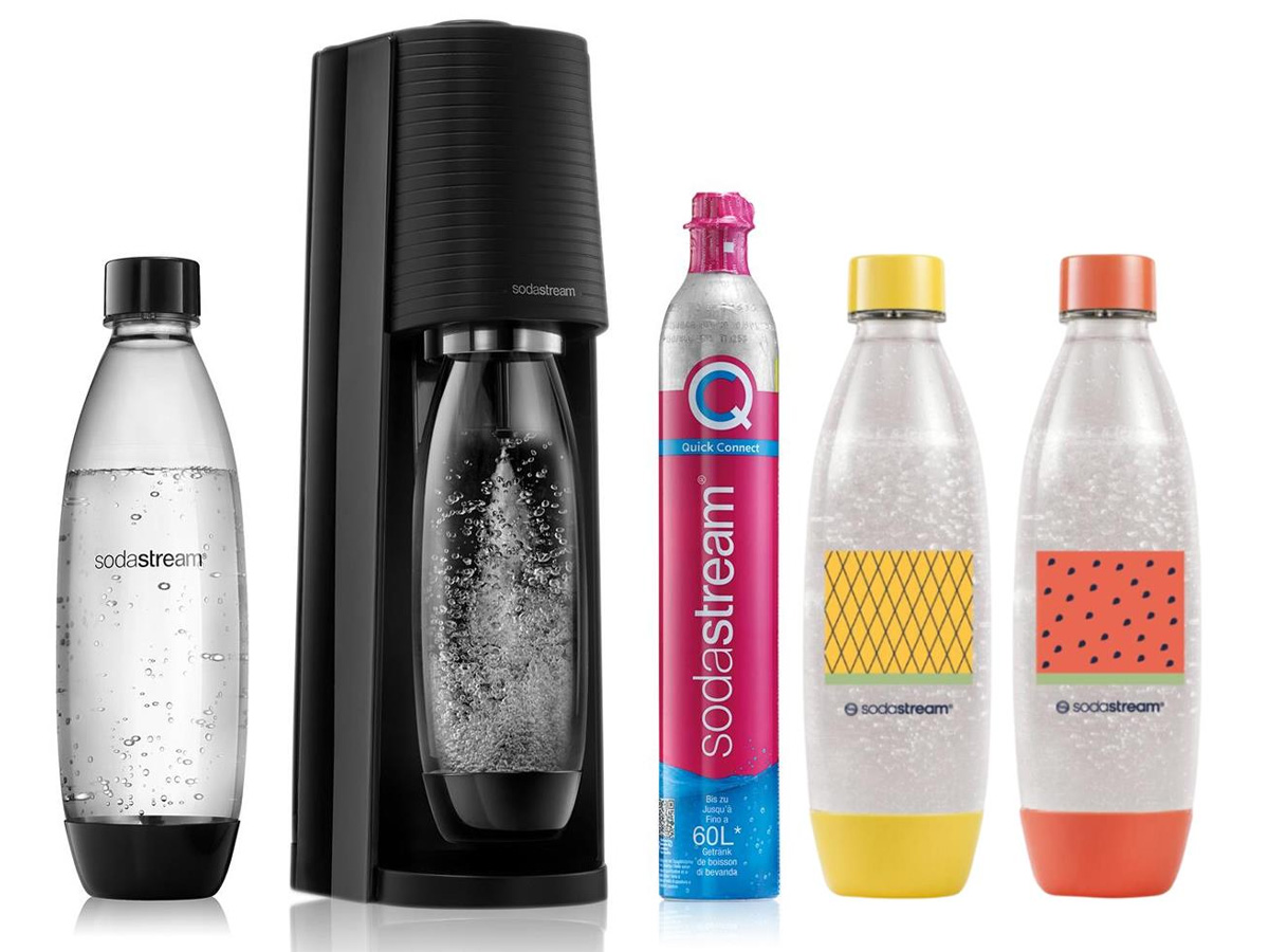 SodaStream TERRA BLACK + butelki 1 L x2 Water Pomelo