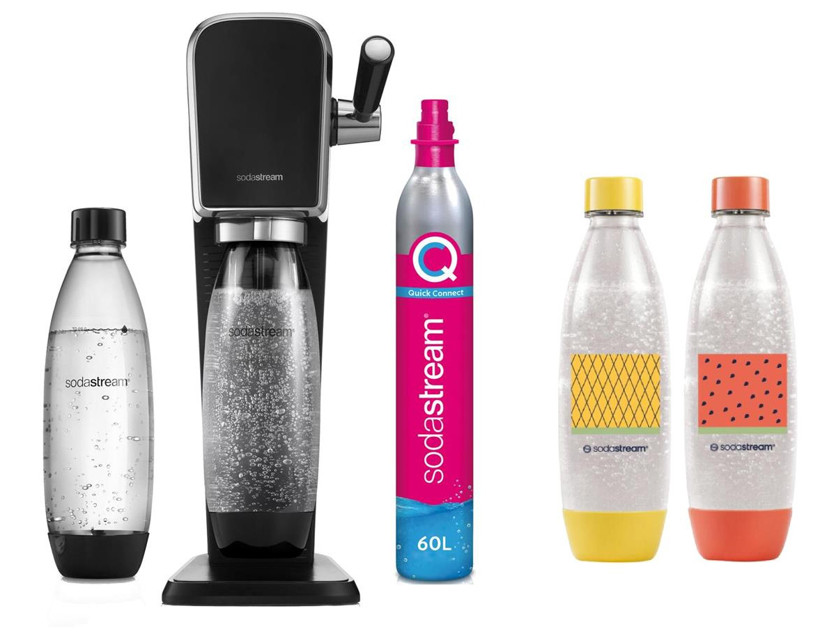 SodaStream ART BLACK + butelki 1 l Fuse x2 Water Pomelo