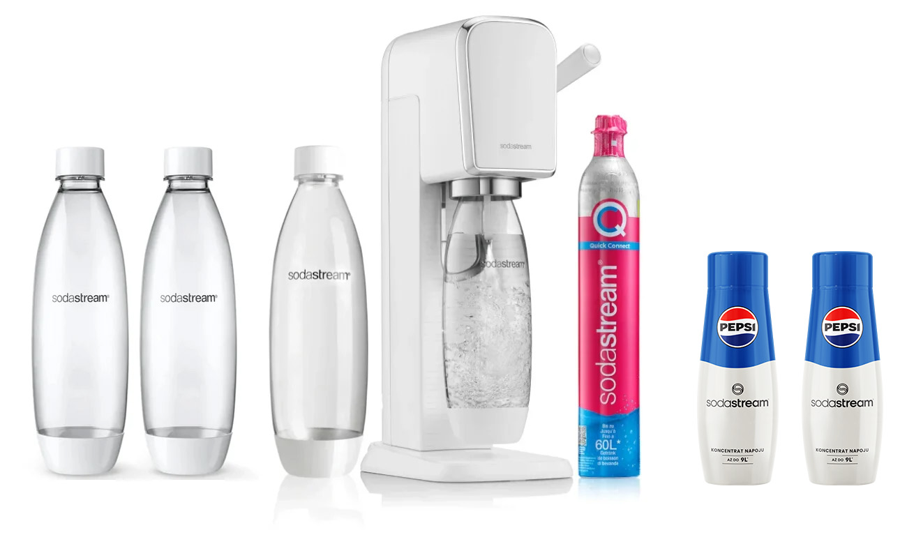 SodaStream ART WHITE + 2x BUTELKA FUSE 1L + 2x SYROP PEPSI