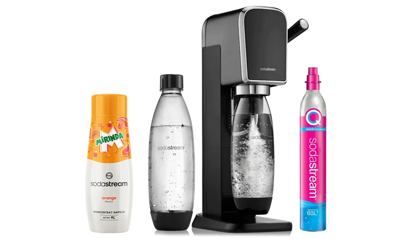 SodaStream ART BLACK + 2x syrop Mirinda