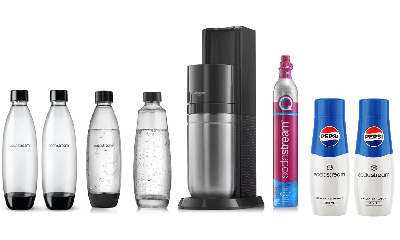 SodaStream ART BLACK + 2x BUTELKA FUSE 1L + 2x SYROP PEPSI