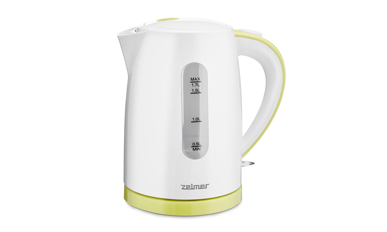 Zelmer ZCK7616L Wasserkocher – 1.7 Liter, 2200W, BPA-frei, Weiß/gelb Mit Verbrühschutz