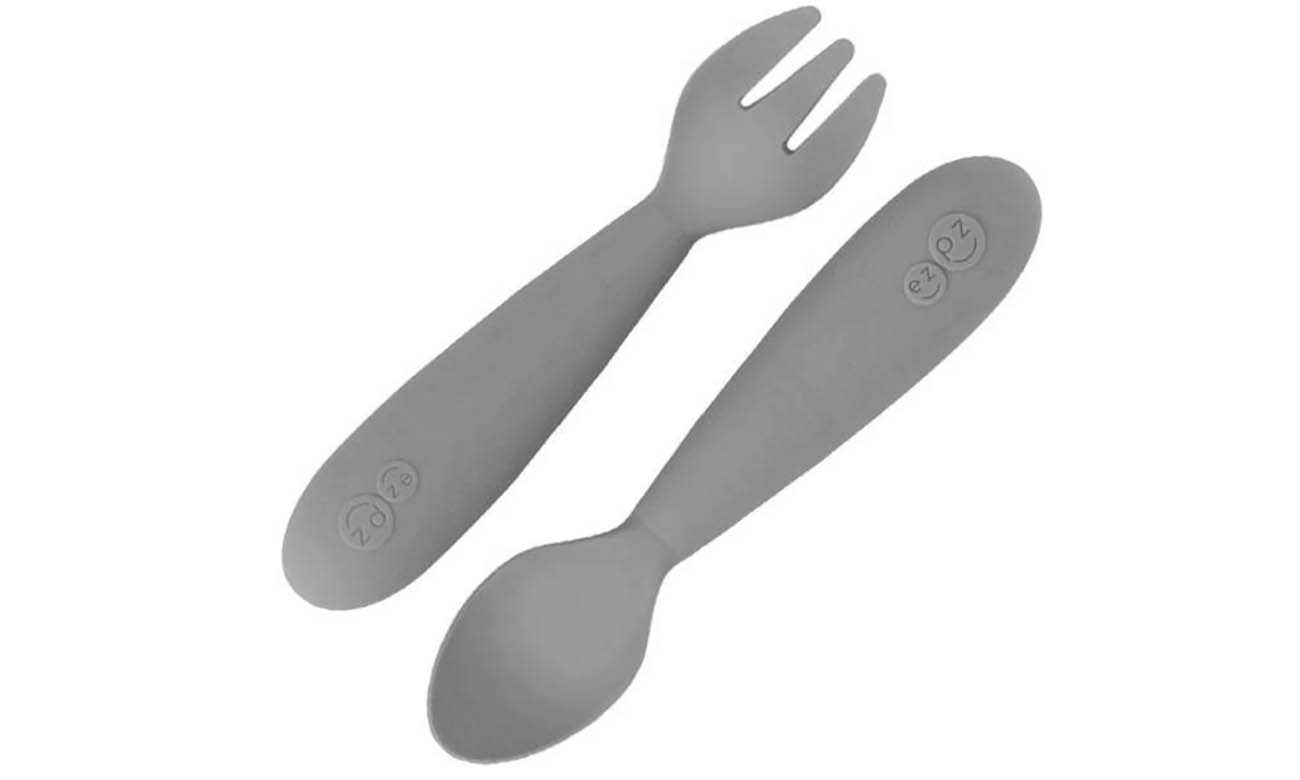 EZPZ Komplet silikonowych sztućców Mini Utensils szary