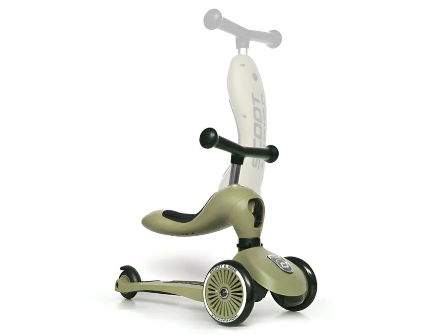 Scoot & Ride Highwaykick 1 Jeździk i hulajnoga 2w1 + kask XXS-S Olive