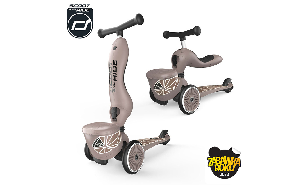 Scoot & Ride Highwaykick 1 Lifestyle Jeździk i hulajnoga 2w1 Brown Lines