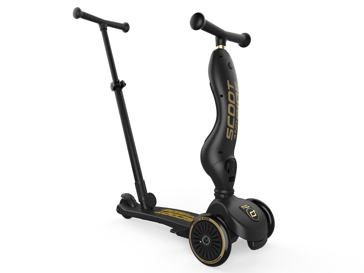 Scoot & Ride Highwaykick 1 Push and Go 2w1 z rączką +kask XXS-S Black