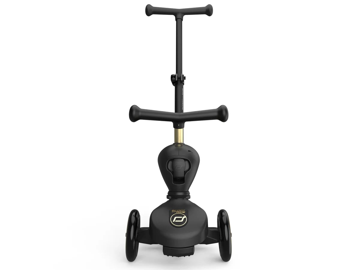 Scoot & Ride Highwaykick 1 Push and Go 2w1 z rączką + kask S-M Black&Gold