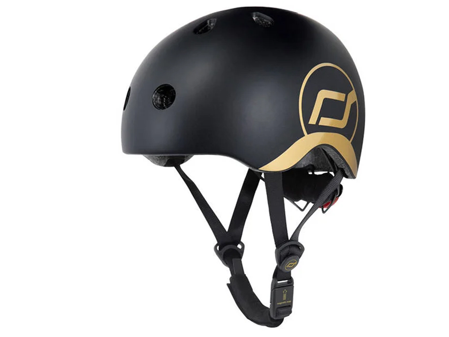 Scoot & Ride Highwaykick 1 Push and Go 2w1 z rączką + kask S-M Black&Gold