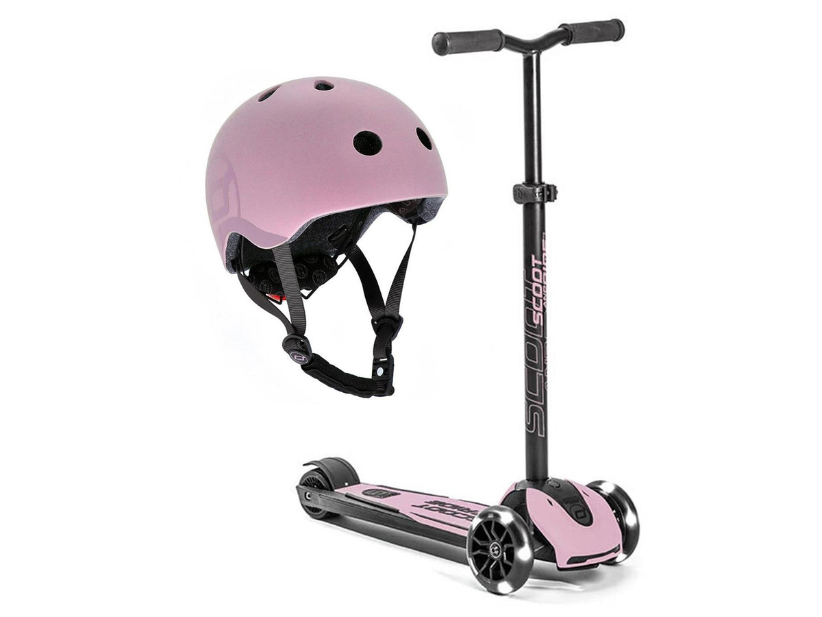 Scoot & Ride Highwaykick 5 LED Balansowa + Kask Ochronny S-M Rose