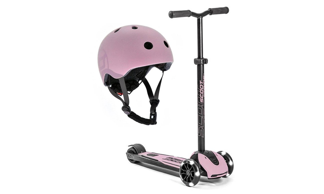 Scoot & Ride Highwaykick 5 LED Balansowa + Kask Ochronny S-M Rose