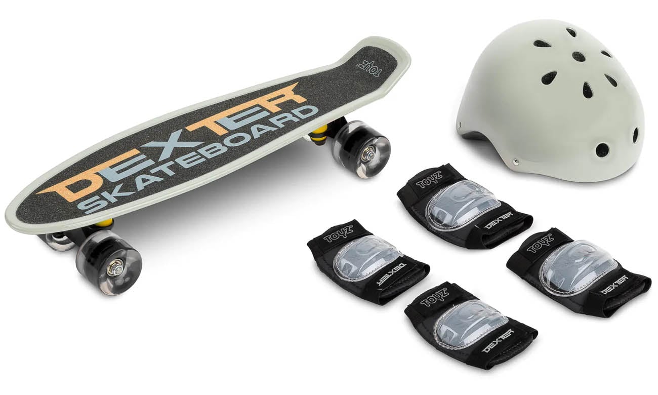 Deskorolka z kaskiem i ochraniaczami Toyz Dexter grey