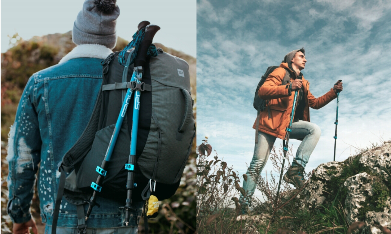 Kije trekkingowe Spokey Carbon 105-135 cm Niebieski