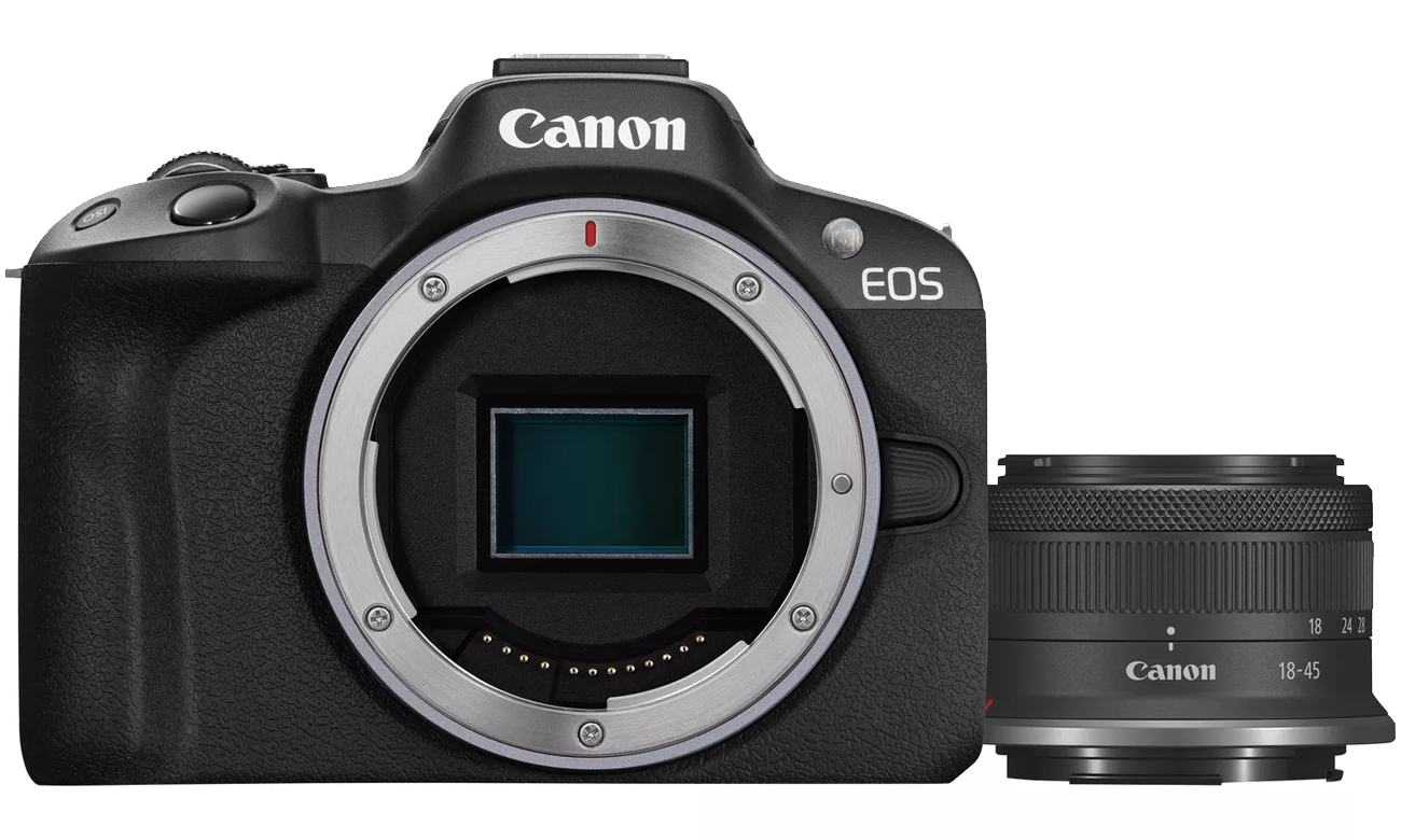 Aparat bezlusterkowy Canon EOS R50 (czarny) i obiektyw RF-S 18-45mm F4.5-6.3 IS STM