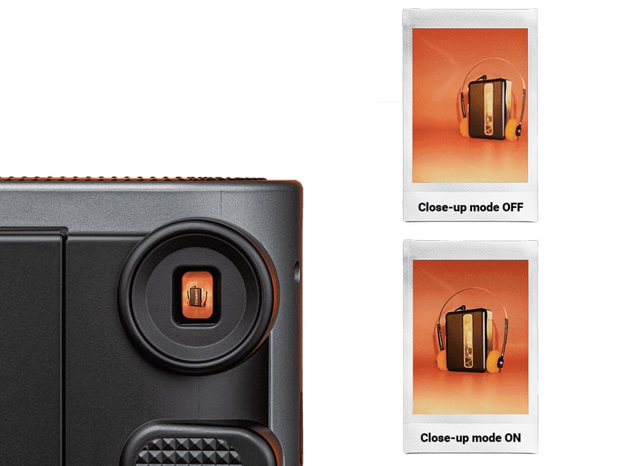 Tryb close-up w aparacie Fujifilm Instax mini 41 – porównanie zdjęcia z trybem włączonym i wyłączonym