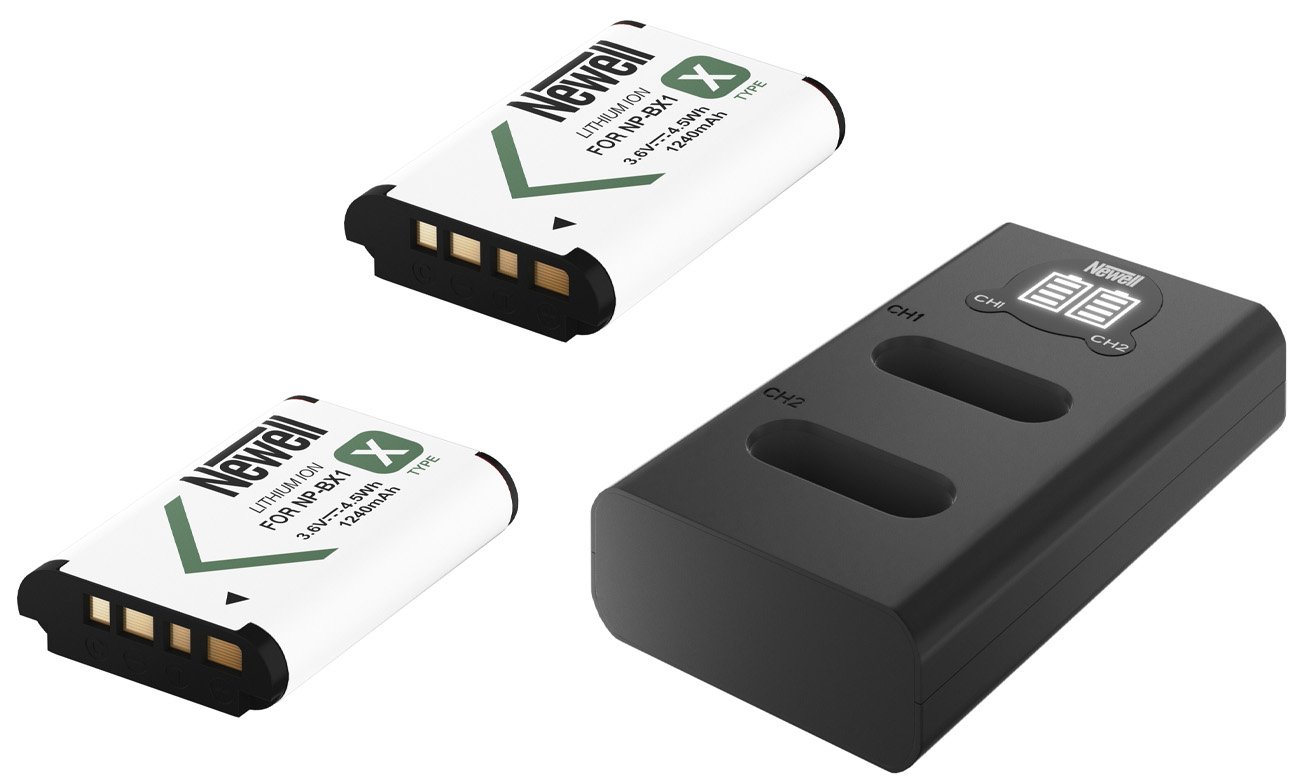 Zestaw ładowarka dwukanałowa Newell DL-USB-C i dwa akumulatory NP-BX1 do Sony