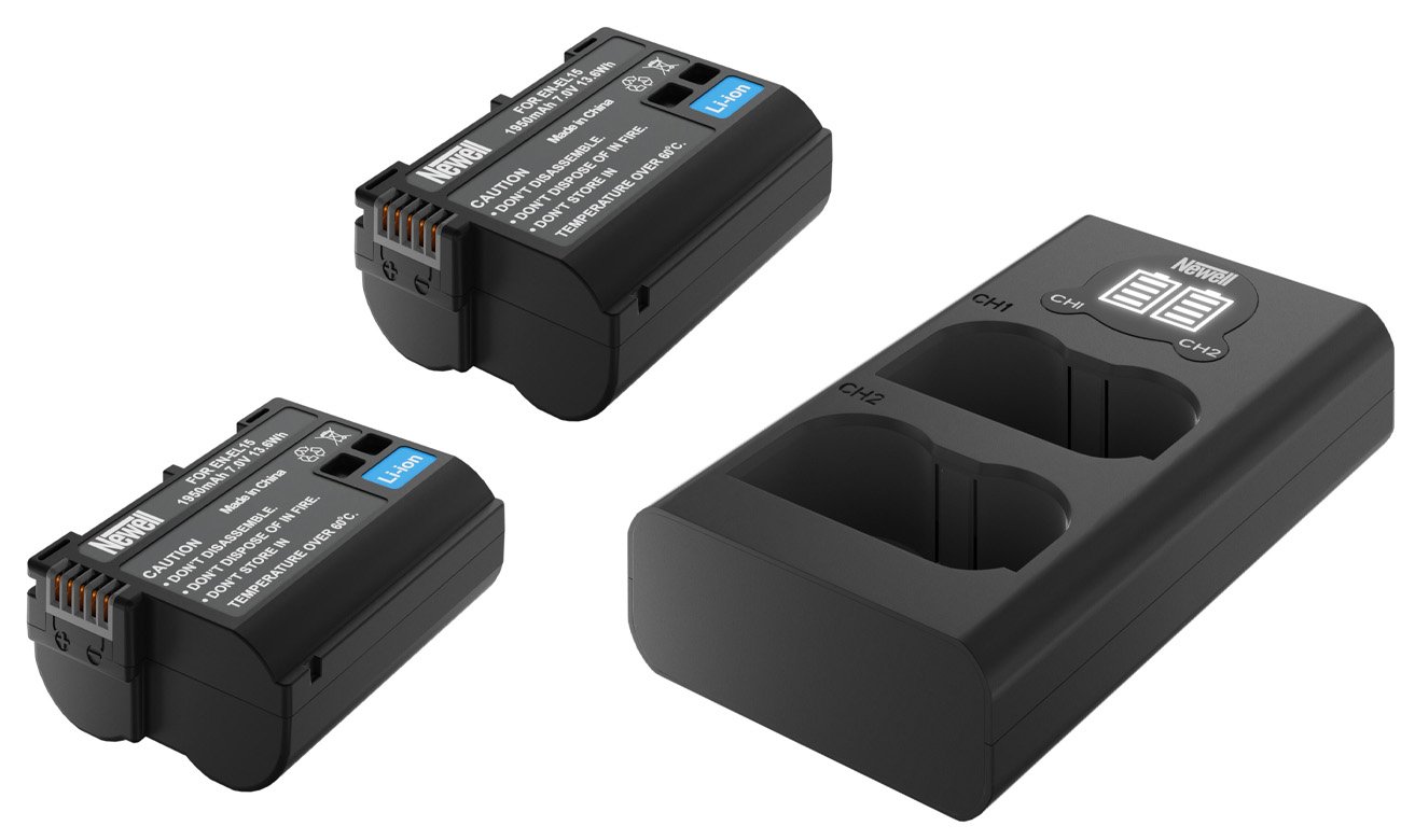 Zestaw ładowarka dwukanałowa Newell DL-USB-C i dwa akumulatory EN-EL15 do Nikon