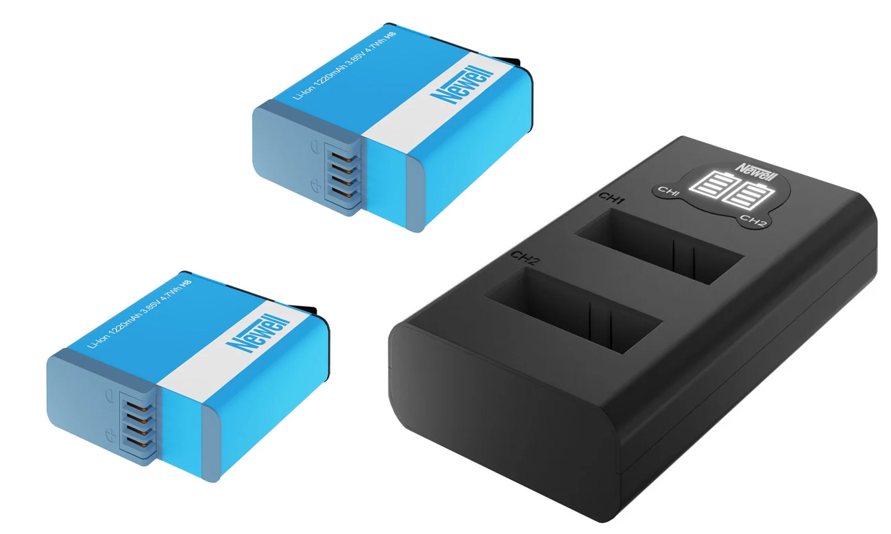 Zestaw ładowarka dwukanałowa Newell DL-USB-C i dwa akumulatory SPJB1B do GoPro Hero8