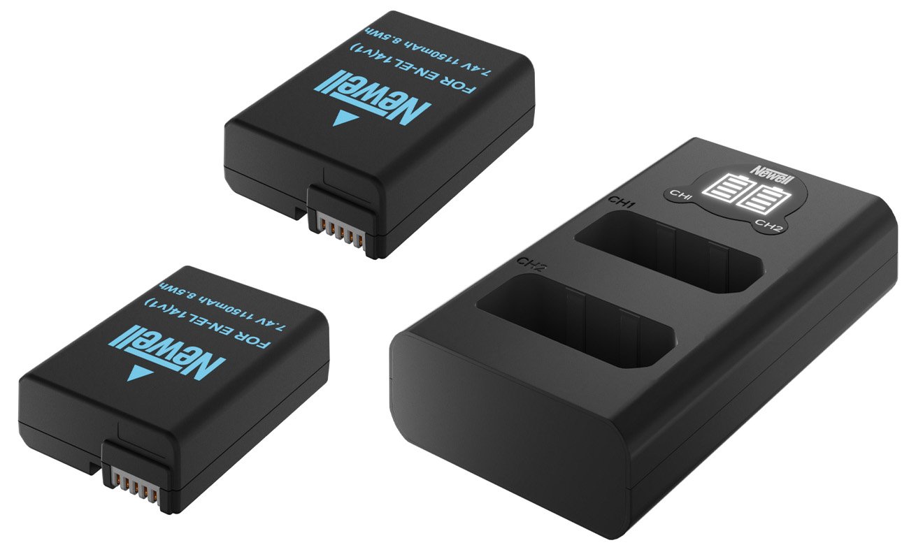 Zestaw ładowarka dwukanałowa Newell DL-USB-C i dwa akumulatory EN-EL14 do Nikon