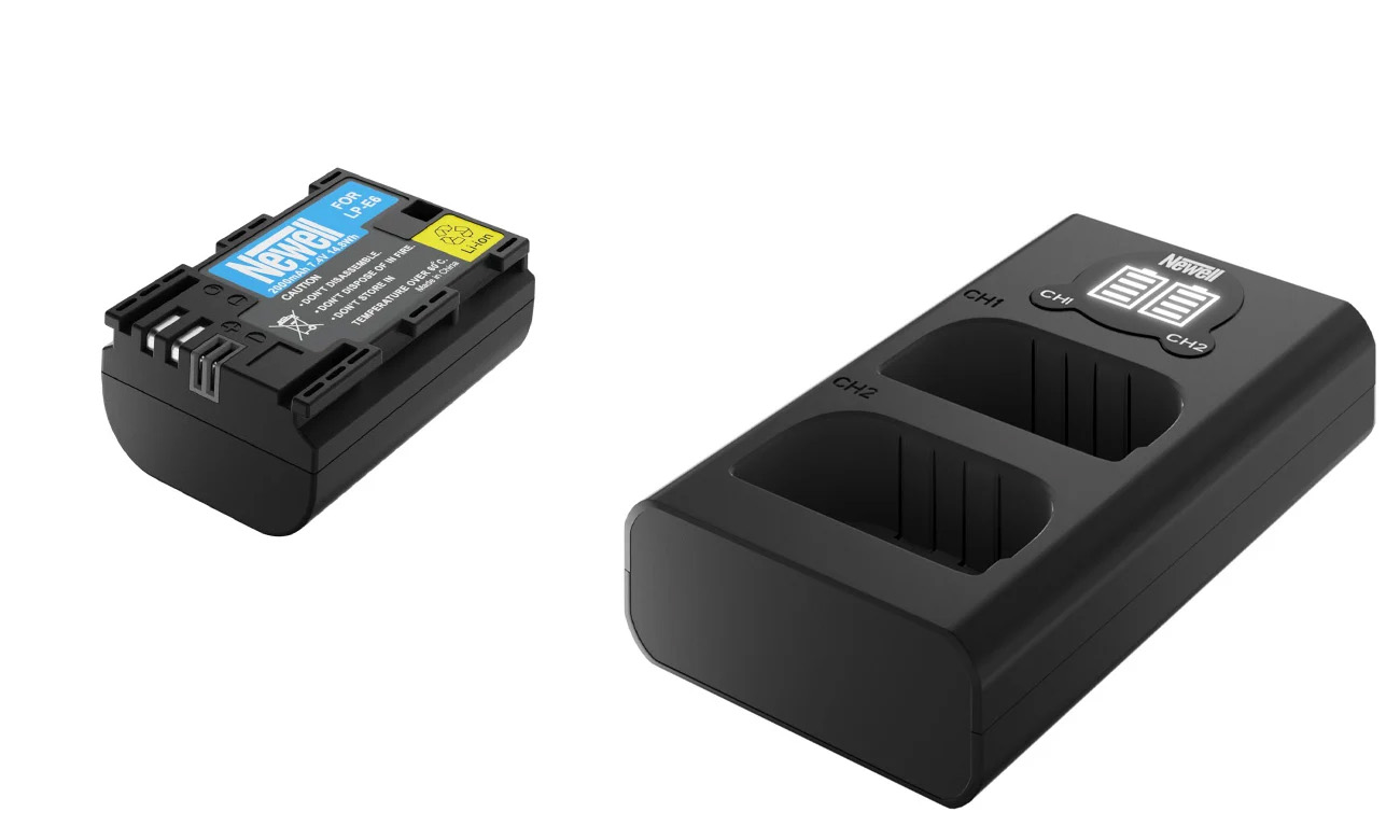 Zestaw ładowarka dwukanałowa Newell DL-USB-C i akumulator LP-E6 do Canon