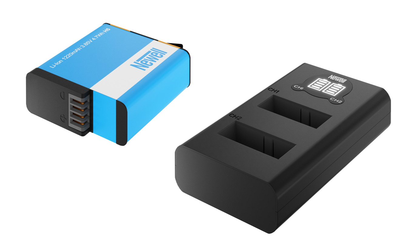 Zestaw ładowarka dwukanałowa Newell DL-USB-C i akumulator AABAT-001 do GoPro Hero5