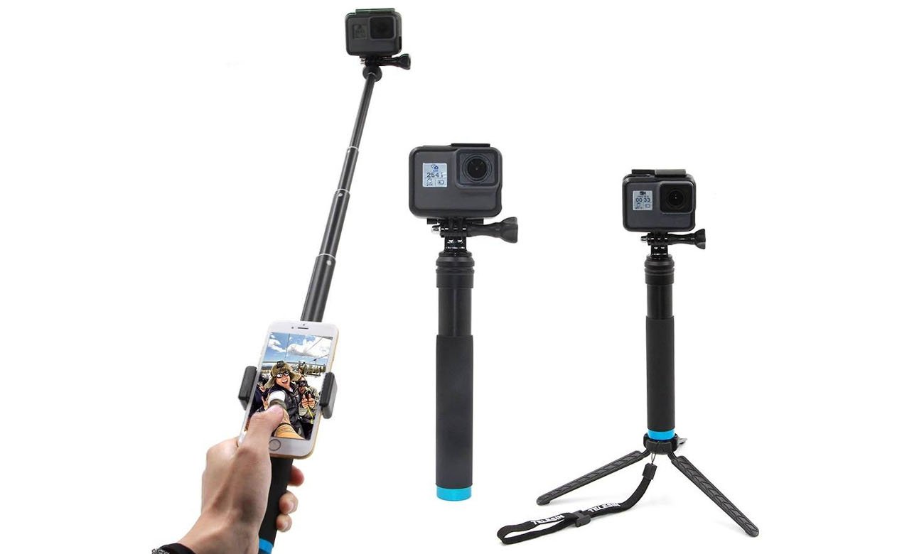 Selfie stick Telesin z plastikowym tripodem do kamer sportowych