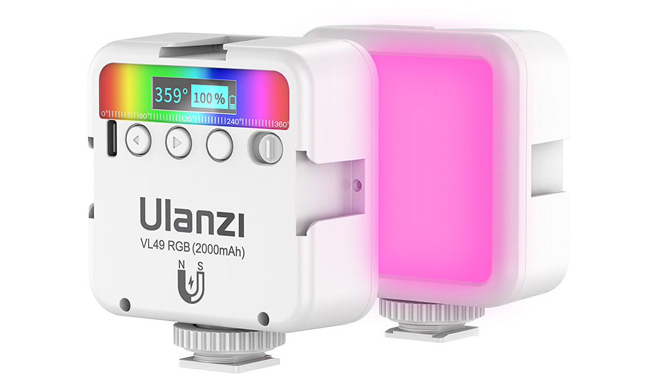 Lampa LED Ulanzi VL49 - RGB, WB (2500 K - 9000 K), biała