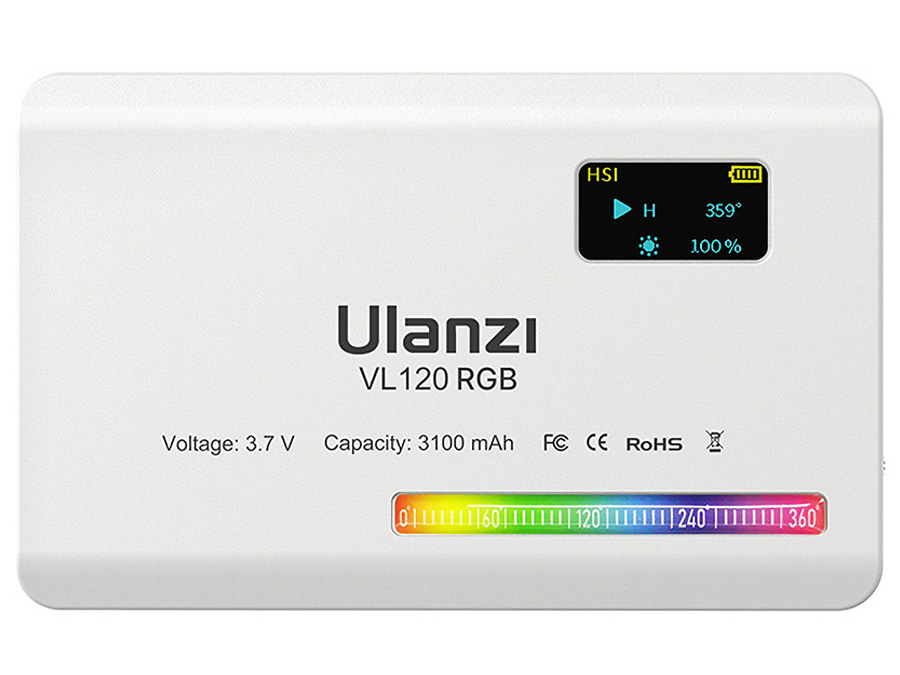 Lampa LED Ulanzi VL120 - RGB, WB (2500 K - 9000 K), biała