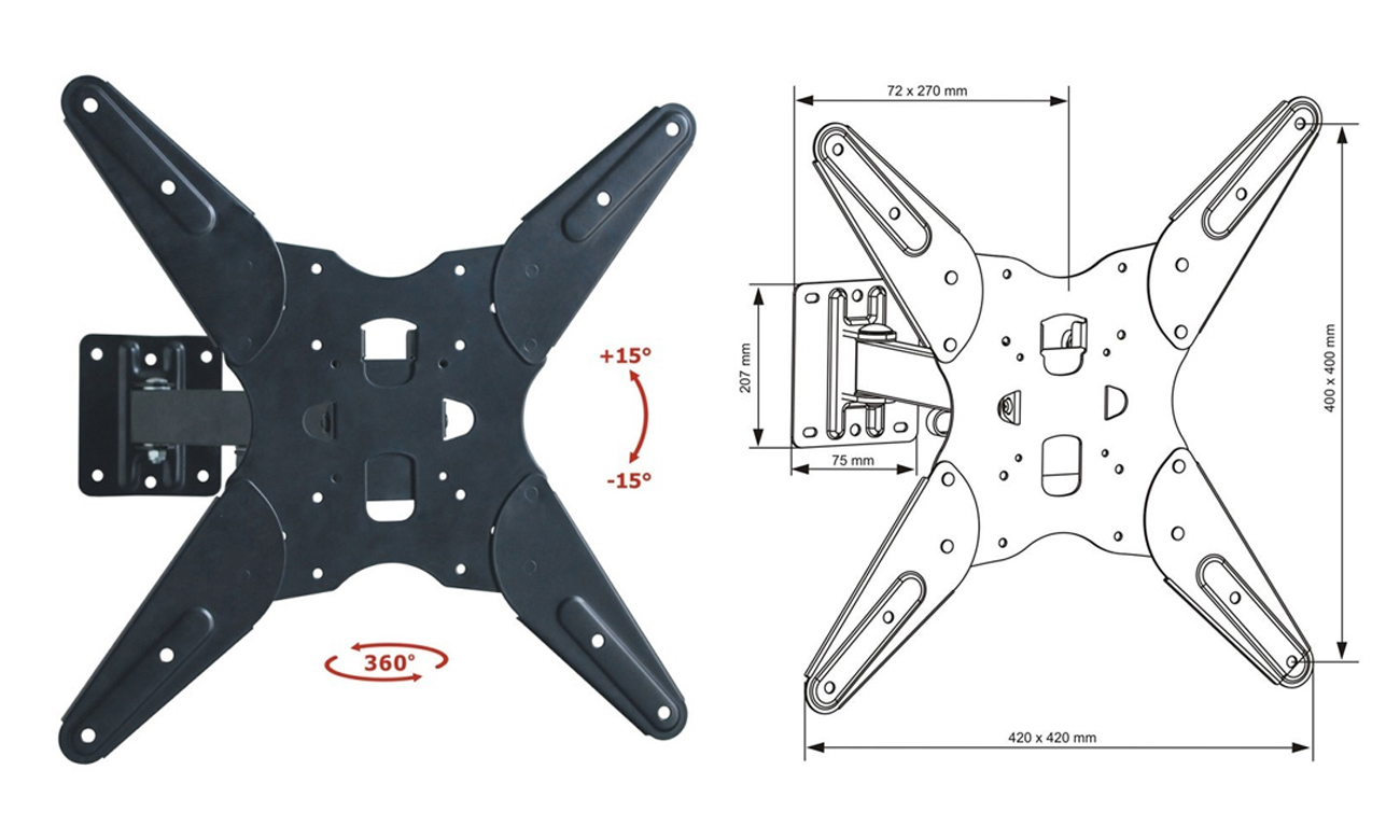 Uchwyt do TV ART AR-68 23- 55 30 kg regulacja pion poziom standard VESA