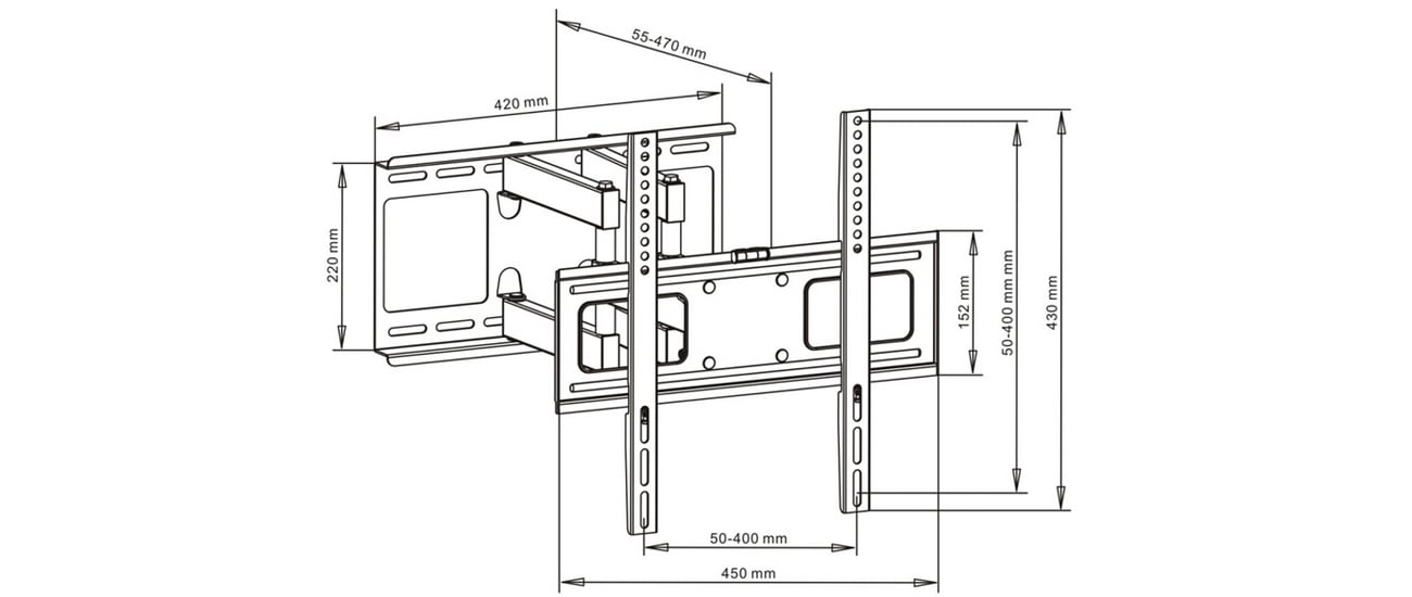 Wandhalterung ART AR-70, 23 bis 55 Zoll, max. 45 kg