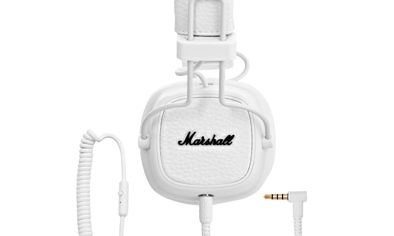 Odpinany, dwustronny kabel w słuchawkach Marshall Major 3 White