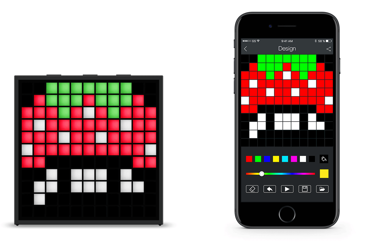 Grafiki na głośnikach Bluetooth Divoom TimeBox Mini TBMBLK