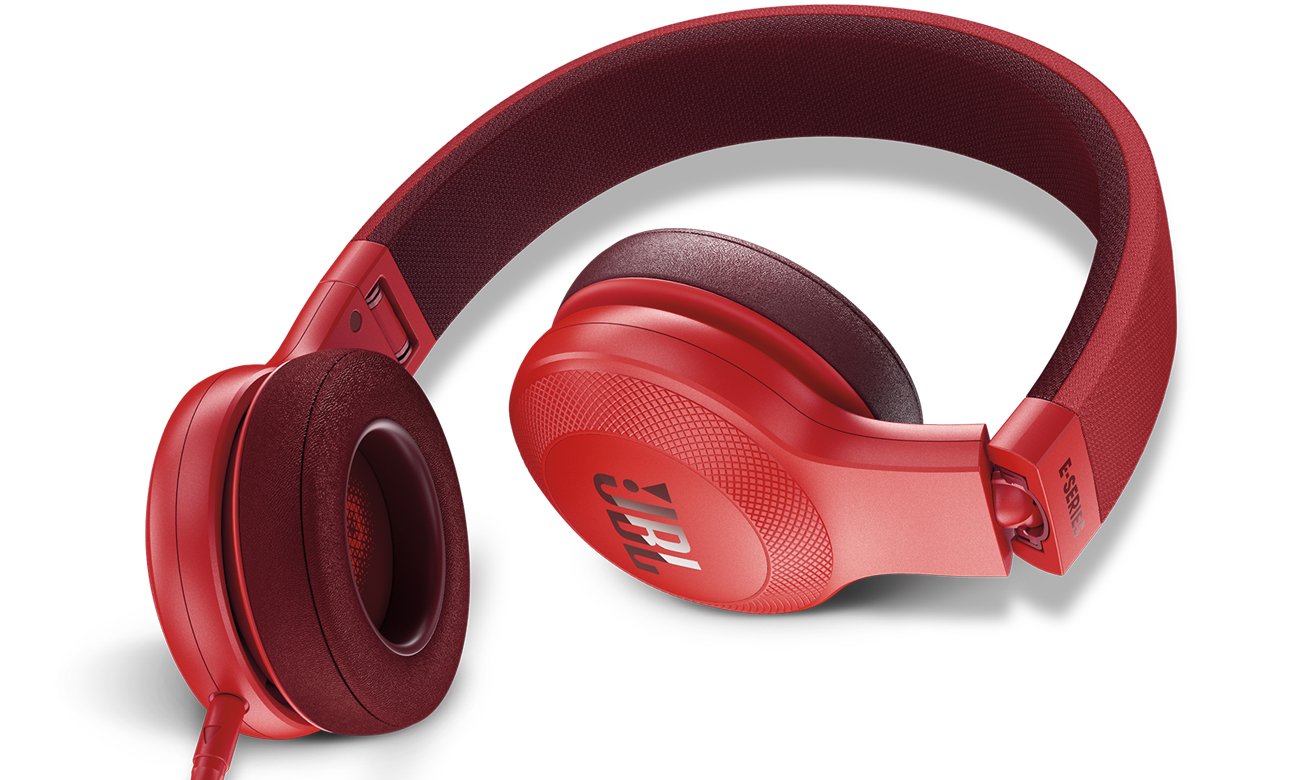 Składana konstrukcja słuchawek JBL E35RED czerwonych