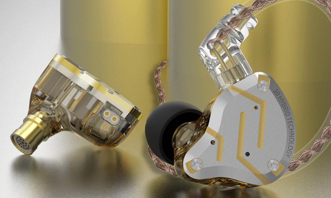 Słuchawki przewodowe KZ ZS10 Pro Złote z mikrofonem