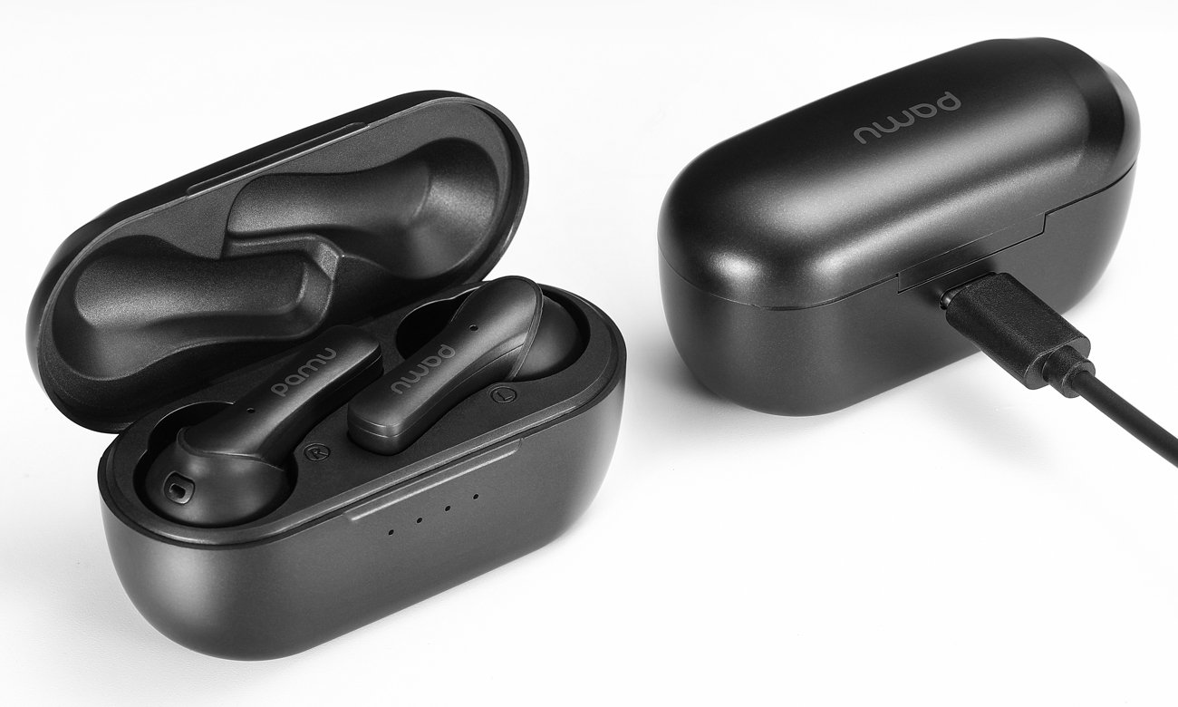 Słuchawki z etui z funkcją ładowania True Wireless Pamu Slide Mini Czarne