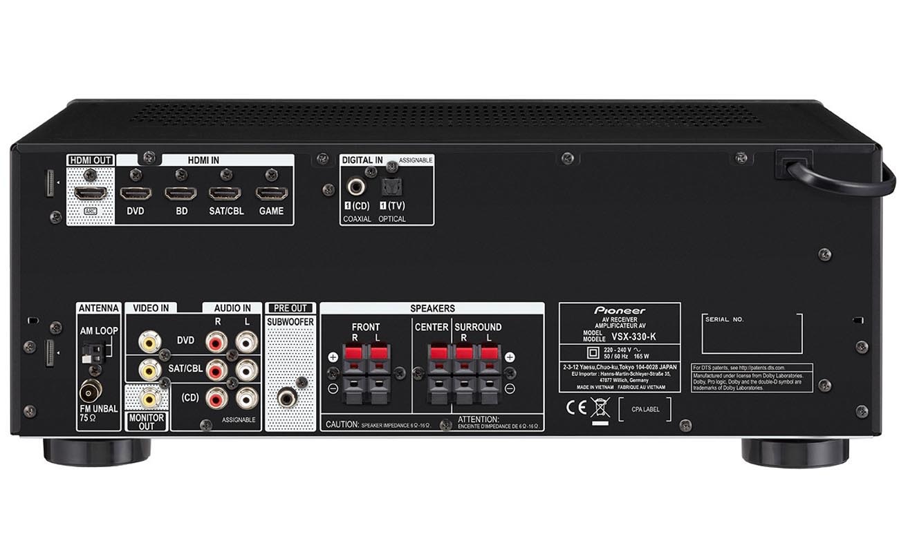 Potężny, 5-kanałowy wzmacniacz w amplitunerze Pioneer VSX-330