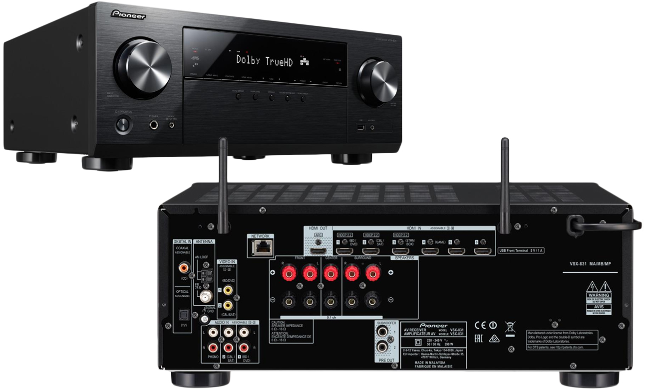 Połaczenie głośników z amplitunerem Pioneer VSX-831B