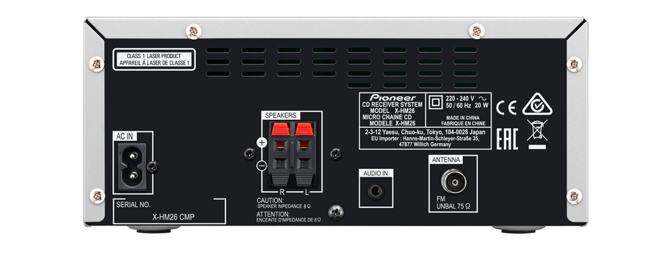 Mini wieża z funkcją budzika i wzmocnionym basem Pioneer X-HM26-B