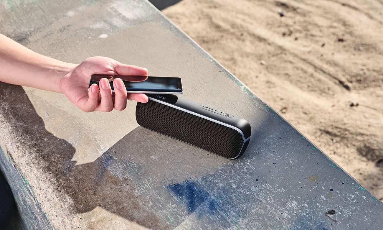 Szary głośnik przenośny Sony SRS-XB22H z Bluetooth i NFC