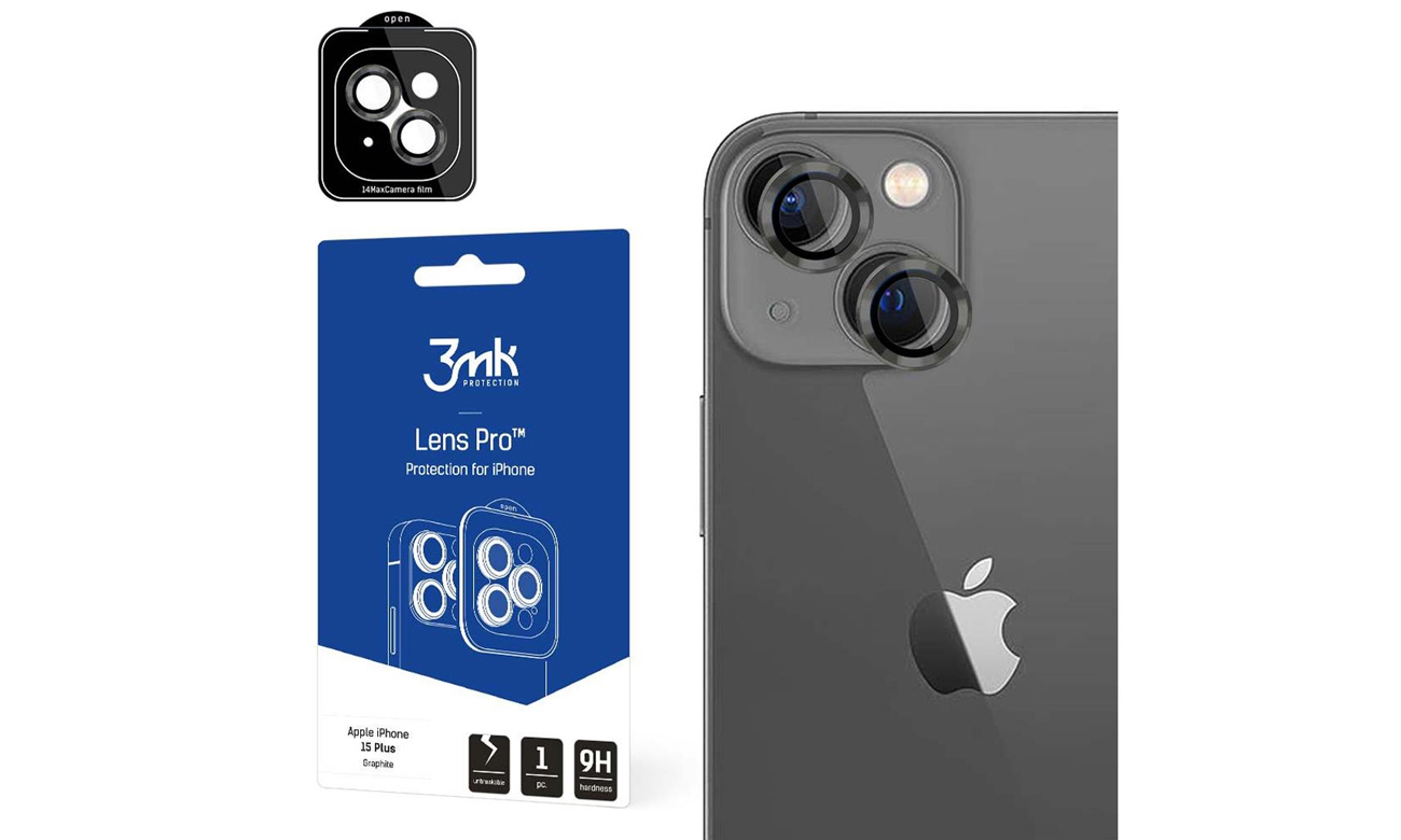 3mk Lens Protection Pro do iPhone 15 Graphite