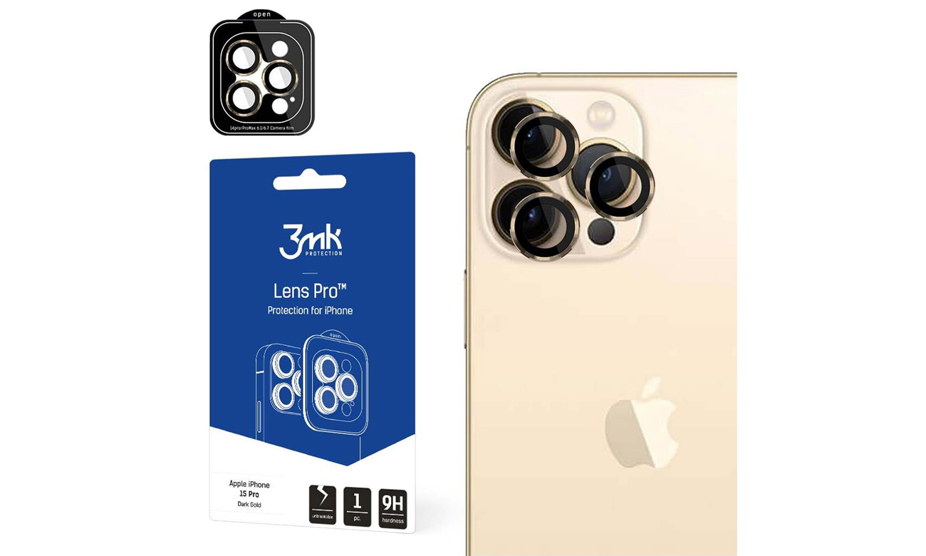 3mk Lens Protection Pro do iPhone 15 Pro Dark Gold
